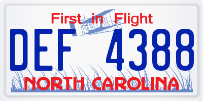 NC license plate DEF4388