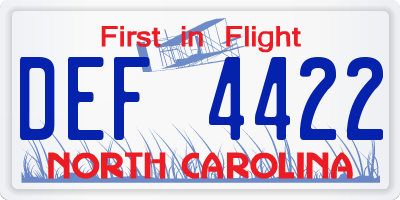 NC license plate DEF4422