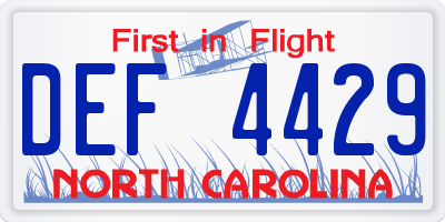 NC license plate DEF4429