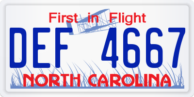 NC license plate DEF4667