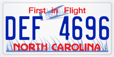 NC license plate DEF4696