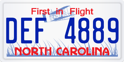 NC license plate DEF4889
