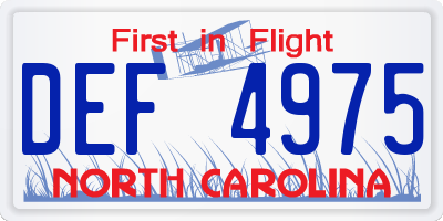 NC license plate DEF4975