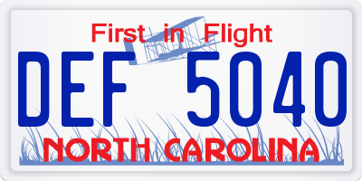 NC license plate DEF5040