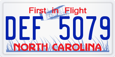 NC license plate DEF5079