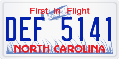 NC license plate DEF5141