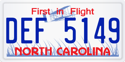 NC license plate DEF5149