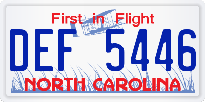 NC license plate DEF5446