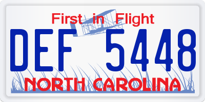 NC license plate DEF5448