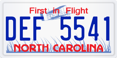 NC license plate DEF5541