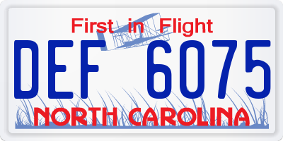 NC license plate DEF6075