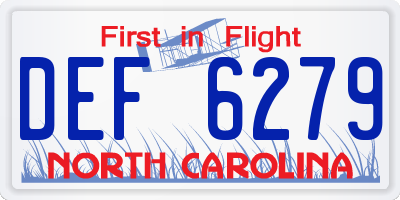 NC license plate DEF6279