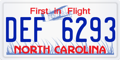 NC license plate DEF6293