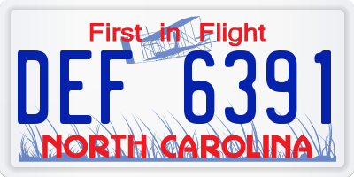 NC license plate DEF6391