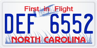 NC license plate DEF6552