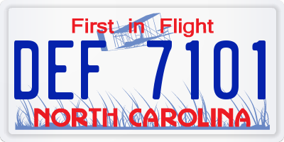 NC license plate DEF7101