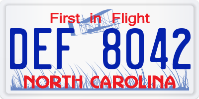 NC license plate DEF8042