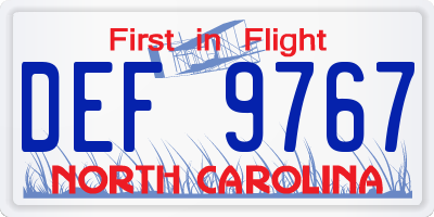 NC license plate DEF9767