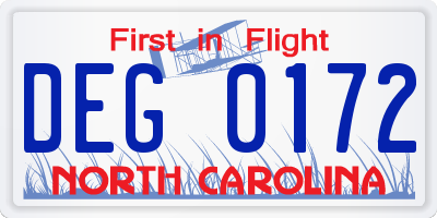 NC license plate DEG0172