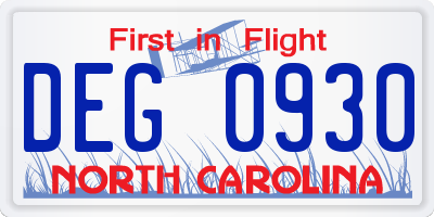 NC license plate DEG0930
