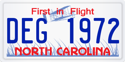 NC license plate DEG1972