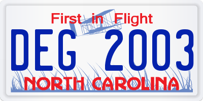 NC license plate DEG2003
