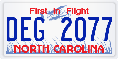 NC license plate DEG2077