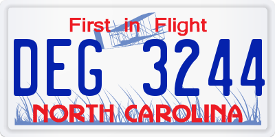 NC license plate DEG3244