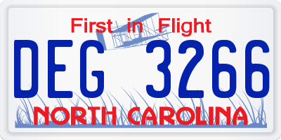 NC license plate DEG3266