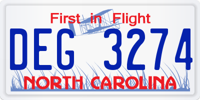 NC license plate DEG3274