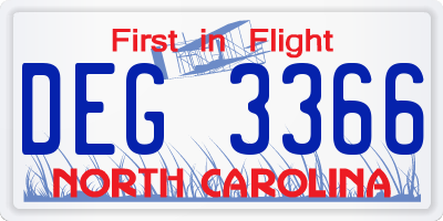 NC license plate DEG3366