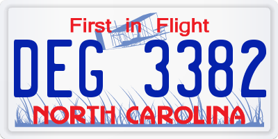 NC license plate DEG3382