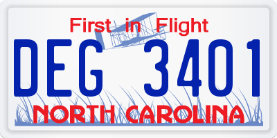 NC license plate DEG3401