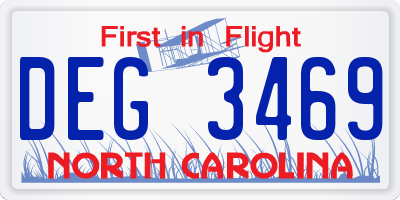 NC license plate DEG3469