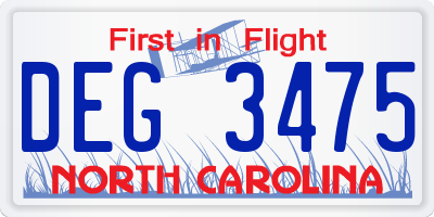 NC license plate DEG3475