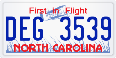 NC license plate DEG3539