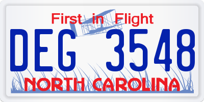 NC license plate DEG3548