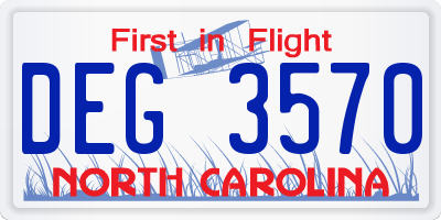 NC license plate DEG3570