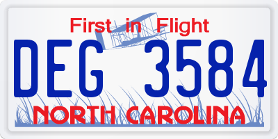 NC license plate DEG3584