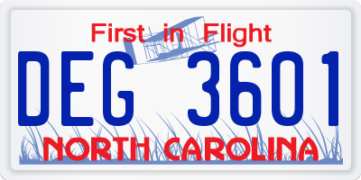 NC license plate DEG3601