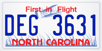 NC license plate DEG3631