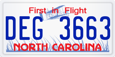 NC license plate DEG3663