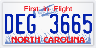 NC license plate DEG3665