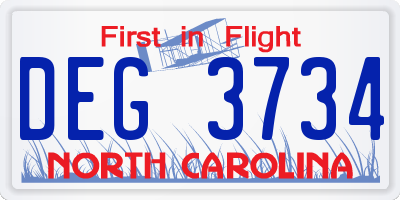 NC license plate DEG3734