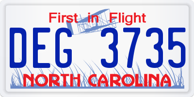 NC license plate DEG3735