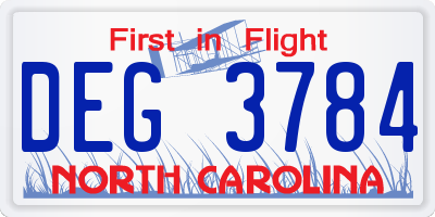 NC license plate DEG3784