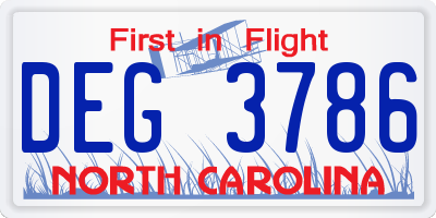 NC license plate DEG3786