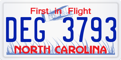 NC license plate DEG3793