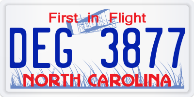 NC license plate DEG3877