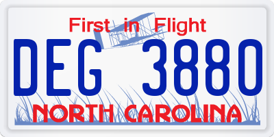NC license plate DEG3880